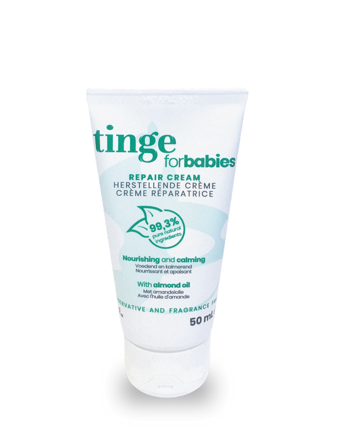 tinge repair cream for babies on a white background