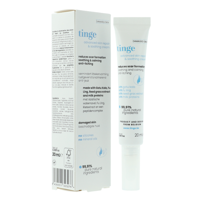 tinge advanced skin repair & soothing cream tinge advanced skin repair & soothing cream tube on a white background