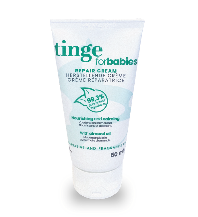 tinge repair cream for babies on a white background