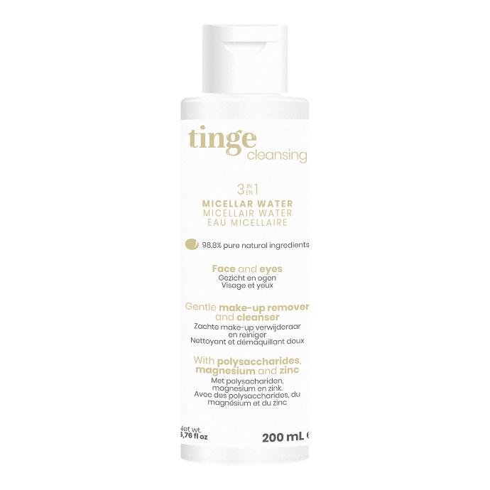 tinge micellar water tinge micellar water bottle in front of a white background